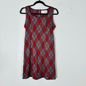 Motherhood Women’s red gray stretchy Plaid Maternity Dress school girl Size S